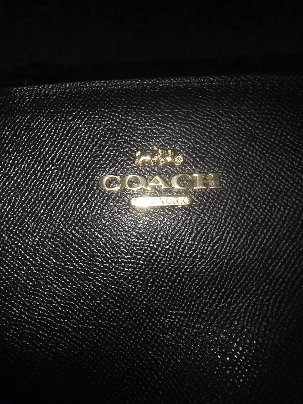 Coach Black Leather Dome Satchel with Gold Logo